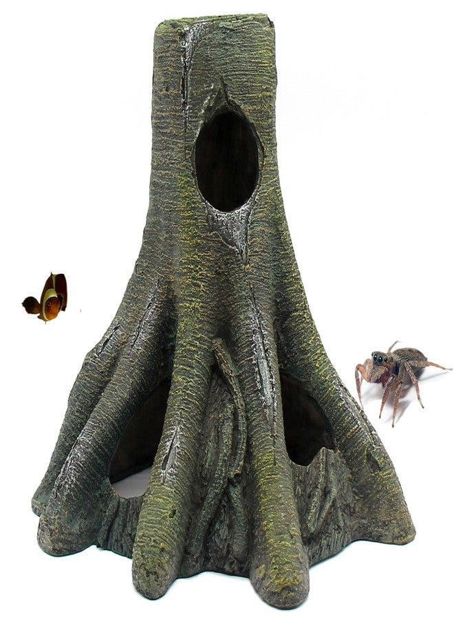 relaqcc Aquarium Decor Corner Tree Stump Trunk Hollow Betta Cichlid Cave Rocks, Reptile Tank Accessories Climing Ramp for Reptiles, Amphibians, Leopard Gecko, Snake, Lizard, Frogs, Fish - Image 1